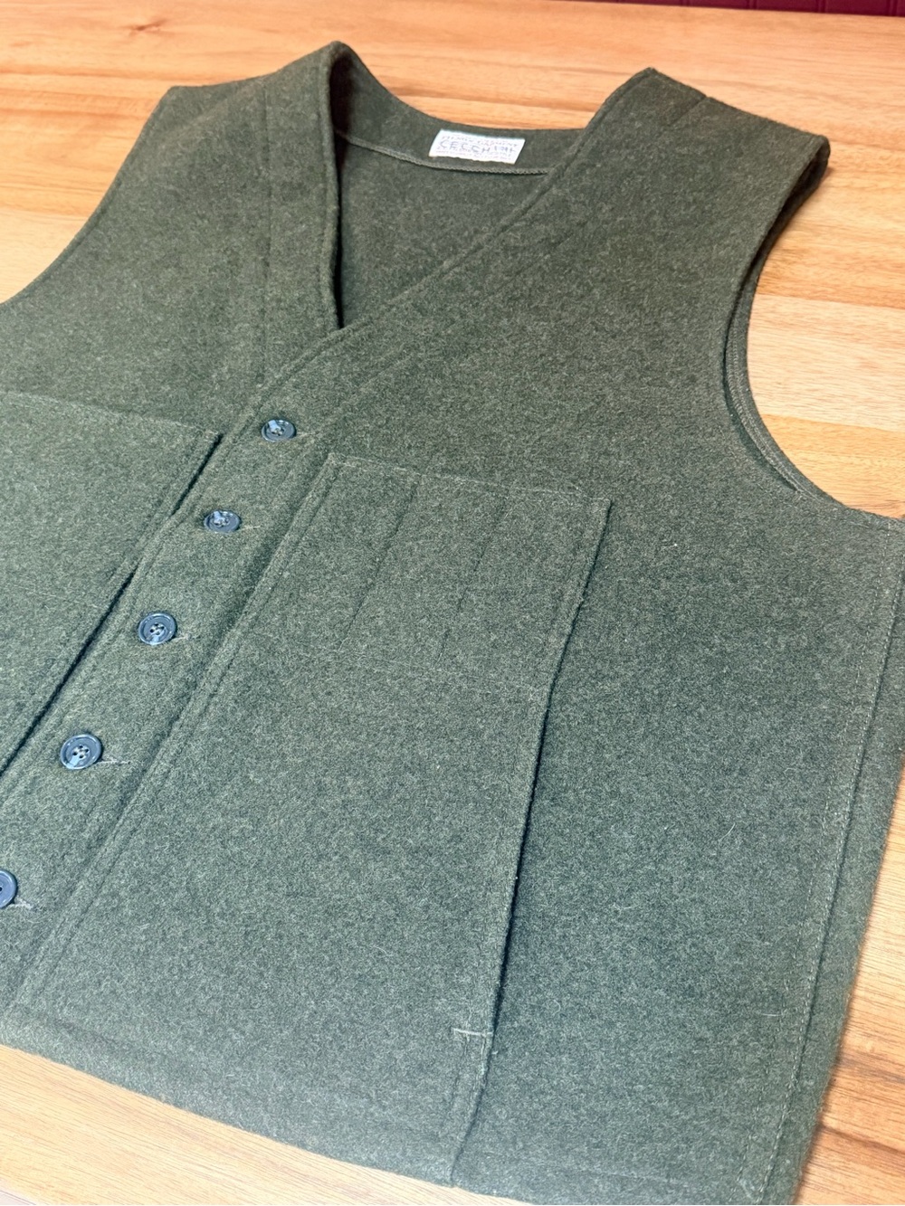 Vintage Filson MACKINAW WOOL VEST 3XL Olive Green - Picture 2 of 6